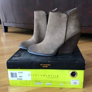 Wedge suede booties